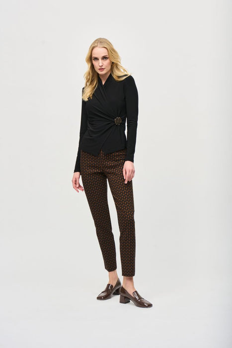 Joseph Ribkoff Rust/Black Retro Two-Tone Slim Ankle Pants 243306