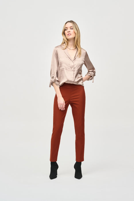 Joseph Ribkoff Satin Button-Down Roll-Tab Satin Blouse 243919