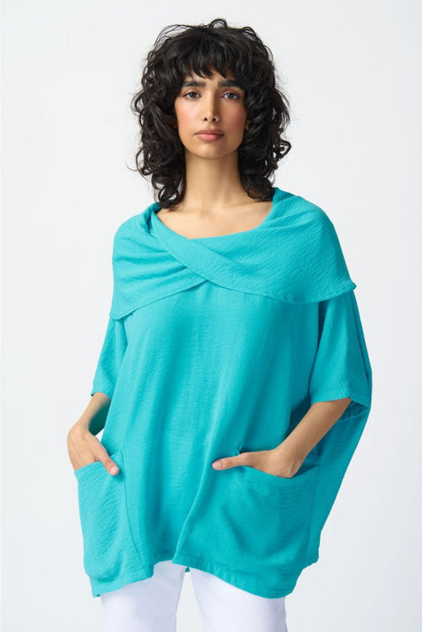 Joseph Ribkoff Style 241043 Seaview Gauze Cowl Neck Oversized Tunic Top