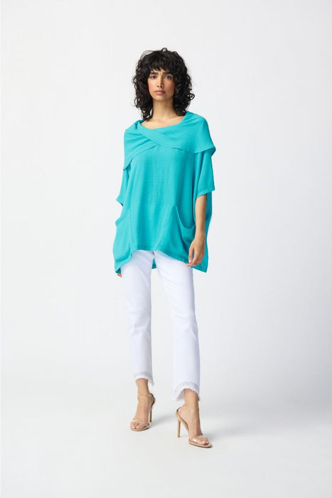 Joseph Ribkoff Gauze Cowl Neck Oversized Tunic Top 241043