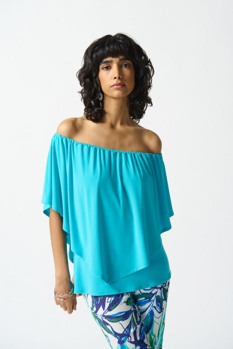 Joseph Ribkoff Style 242174 Seaview Layered Shirred Off-Shoulder Lightweight Top