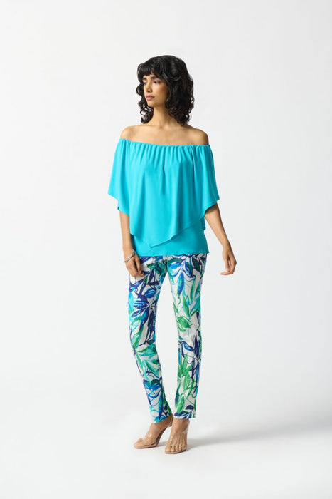 Joseph Ribkoff Layered Shirred Off-Shoulder Lightweight Top 242174