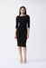 Joseph Ribkoff 243702 Black Sequined 3/4 Sleeve Wrap Midi Sheath Dress