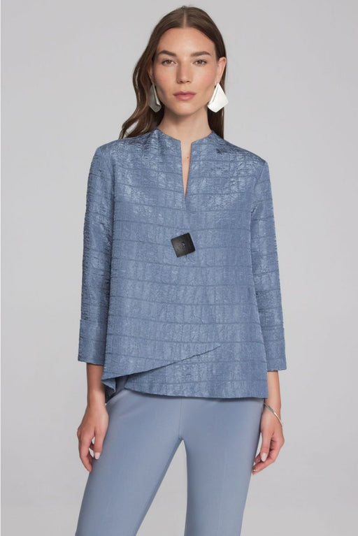 Joseph Ribkoff Style 233792S24 Serenity Blue Quilted 3/4 Sleeve Asymmetric Swing Jacket