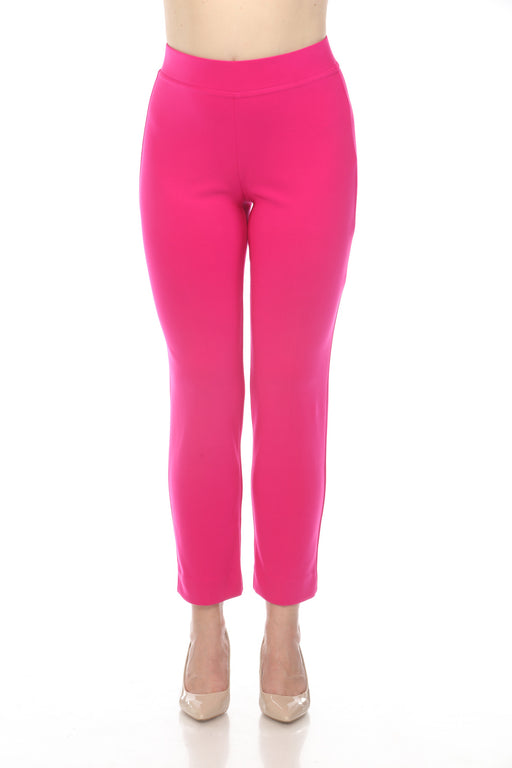 Joseph Ribkoff Style 143105S24 Shocking Pink Back Slit Straight Leg Pull On Pants