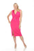 Joseph Ribkoff Style 242729 Shocking Pink Belted Front Slit Midi Sheath Dress