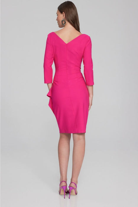 Joseph Ribkoff Pleated Embellished Faux Wrap Sheath Dress 241705