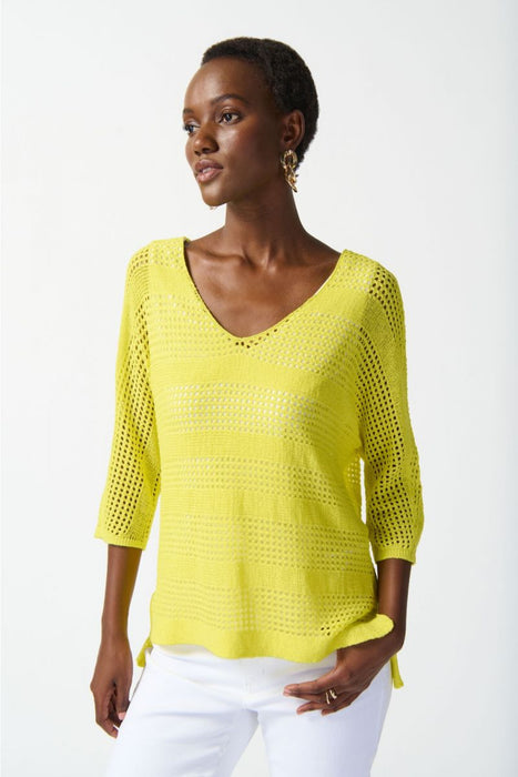 Joseph Ribkoff Style 242903 Sunlight Open Knit 3/4 Dolman Sleeve Sweater Top