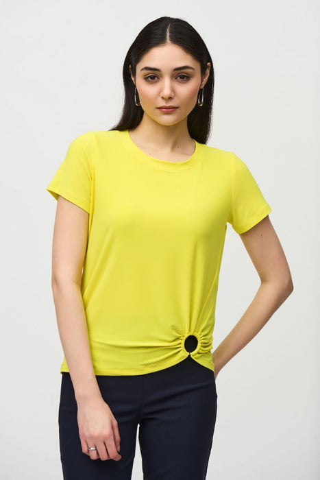 Joseph Ribkoff Style 242199 Sunlight Ruched Ring Detail Short Sleeve Crew Neck Top