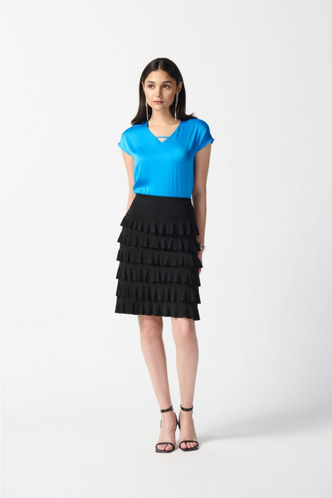 Joseph Ribkoff Tiered Ruffles Pull On A-Line Skirt 242044