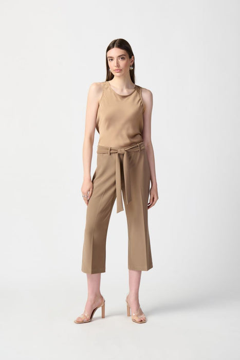 Joseph Ribkoff Tiger's Eye Waist Sash Pull On Capri Pants 241071