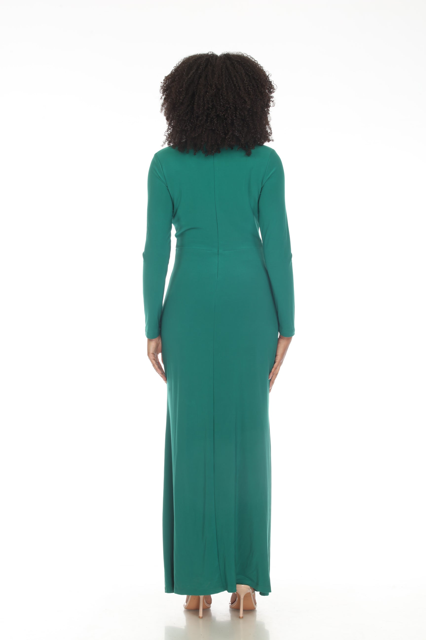 Joseph Ribkoff True Emerald Green Faux Wrap Frilled Long Dress 233788 ...