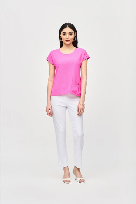 Joseph Ribkoff Check Textured Short Sleeve Boxy Top 241217