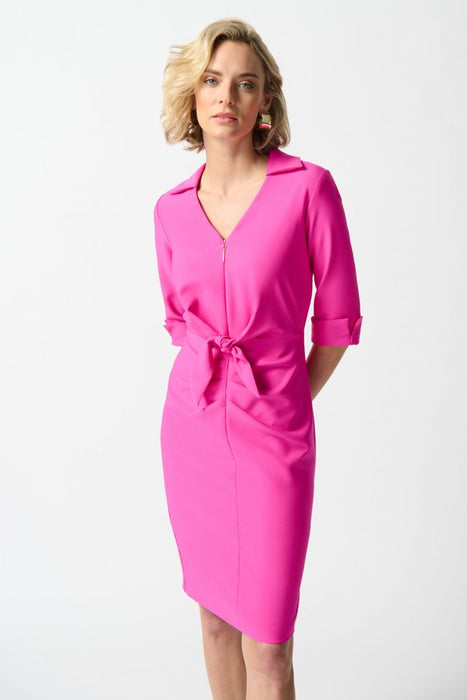 Joseph Ribkoff Ultra Pink Collared 3/4 Sleeves Dress 242011