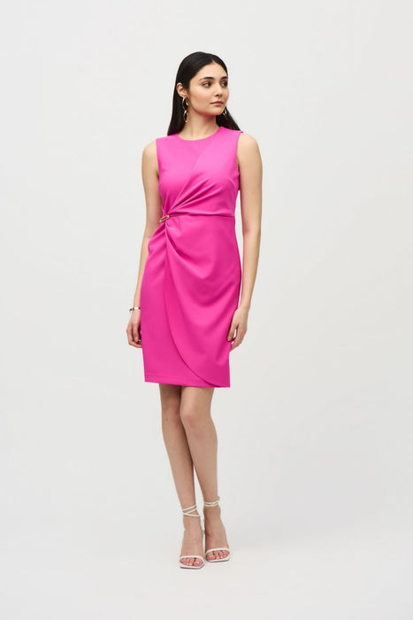 Joseph Ribkoff 242151 Ultra Pink Embellished Sleevless Faux Wrap Sheath Dress