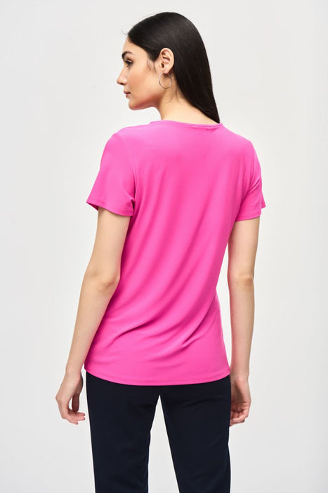 Joseph Ribkoff Knot Front Short Sleeve T-Shirt Top 241290