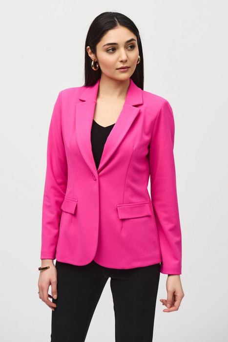 Joseph Ribkoff Style 242201 Ultra Pink Notch Collar One-Button Fitted Blazer Jacket