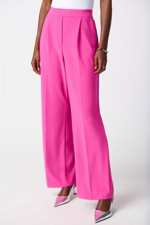 Joseph Ribkoff Style 241095 Ultra Pink Pleated High-Waist Pull On Wide-Leg Trouser Pants