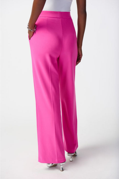 Joseph Ribkoff Ultra Pink Pleated High-Waist Pull On Wide-Leg Trouser Pants 241095