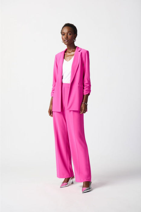 Joseph Ribkoff Ultra Pink Pleated High-Waist Pull On Wide-Leg Trouser Pants 241095