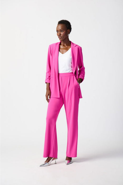 Joseph Ribkoff Ultra Pink Pleated High-Waist Pull On Wide-Leg Trouser Pants 241095