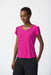 Joseph Ribkoff Style 241179 Ultra Pink Short Tulip Sleeve V-Neck T-Shirt Top