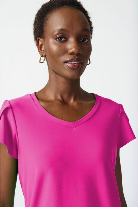 Joseph Ribkoff Short Tulip Sleeve V-Neck T-Shirt Top 241179