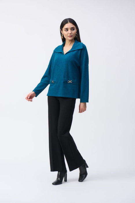 Joseph Ribkoff V-Neck Funnel Collar Boxy Top 243176