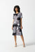 Joseph Ribkoff 242118 Vanilla/Black Floral Stripe Print Dress