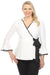 Joseph Ribkoff Style 241074 Vanilla/Black Two-Tone Side Bow Flared Hem Jacket