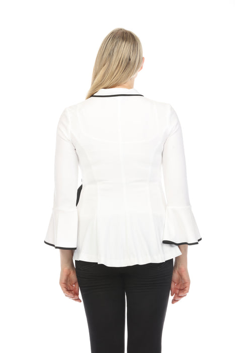 Joseph Ribkoff Vanilla/Black Two-Tone Side Bow Flared Hem Jacket 241074