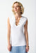 Joseph Ribkoff Style 242181 Vanilla Chain Detail V-Neck Cap Sleeve Fitted Top