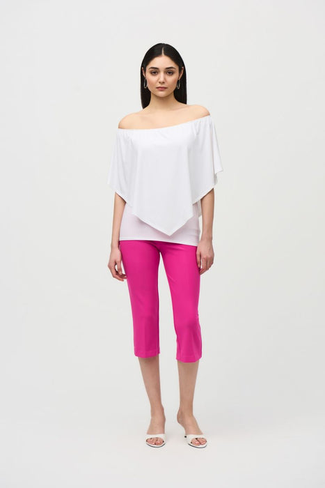 Joseph Ribkoff Layered Shirred Off-Shoulder Lightweight Top 242174