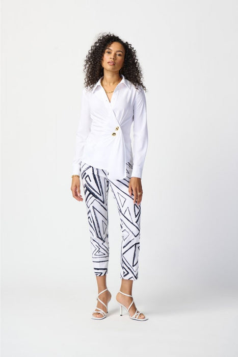 Joseph Ribkoff Geometric Print Pull On Cropped Pants 241271