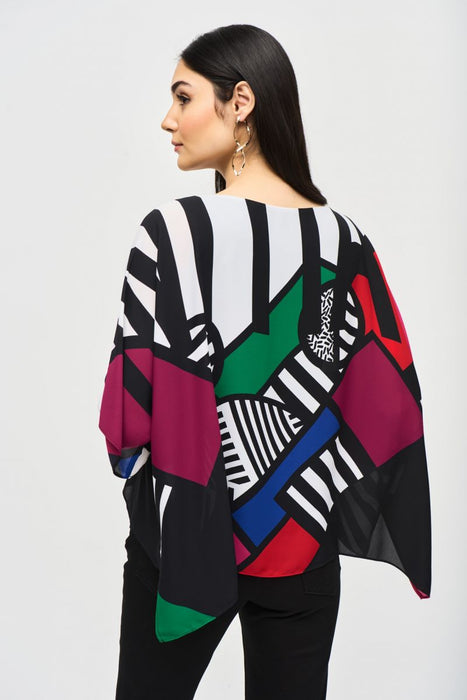 Joseph Ribkoff Vanilla/Multi Abstract Print Poncho Top 243215