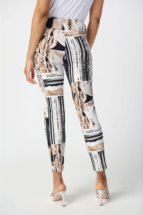 Joseph Ribkoff Vanilla/Multi Abstract Print Pull On Slim Cropped Pants 241265