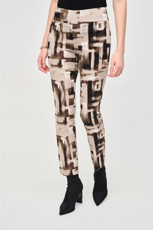 Joseph Ribkoff 243304 Vanilla/Multi Abstract Print Pull On Slim Pants