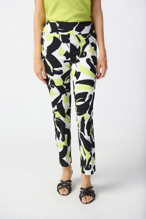 Joseph Ribkoff Style 241266 Vanilla/Multi Abstract Print Pull On Straight Ankle Pants