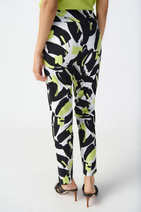 Joseph Ribkoff Vanilla/Multi Abstract Print Pull On Straight Ankle Pants 241266