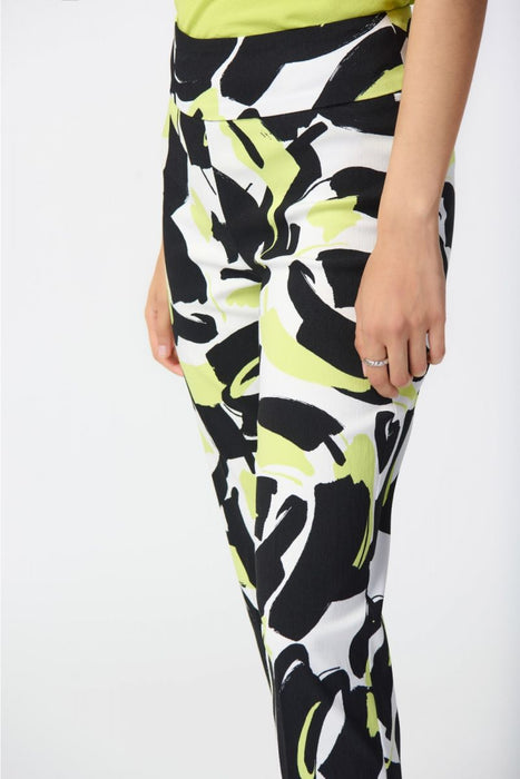 Joseph Ribkoff Vanilla/Multi Abstract Print Pull On Straight Ankle Pants 241266