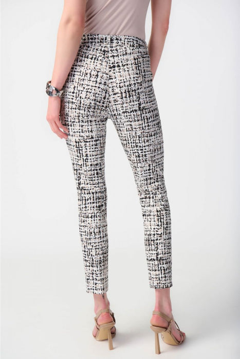 Joseph Ribkoff Vanilla/Multi Check Print Pull On Slim Cropped Ankle Pants 241189