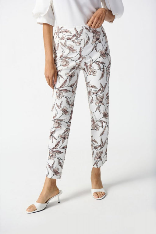 Joseph Ribkoff Style 242222 Vanilla/Multi Floral Print Pull On Straight Cropped Pants