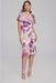 Joseph Ribkoff Style 241732 Vanilla/Multi Floral Print Ruffled Faux Wrap Trumpet Dress