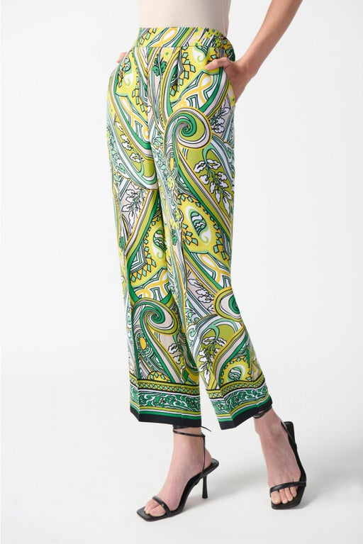 Joseph Ribkoff Style 242010 Vanilla/Multi Paisley Print Pull On Cropped Pants