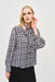 Joseph Ribkoff Style 243228 Vanilla/Multi Shepherd Check Puff Sleeve Blouse