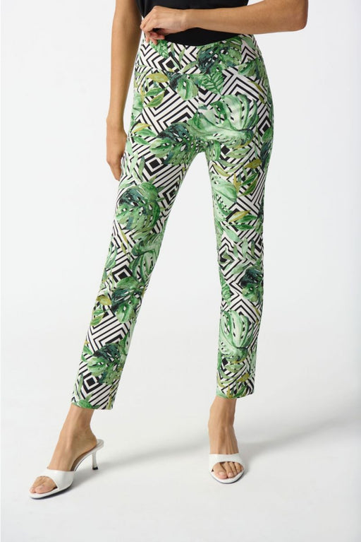 Joseph Ribkoff Style 242223 Vanilla/Multi Tropical Geometric Print Pull On Ankle Pants