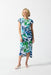 Joseph Ribkoff Style 242159 Vanilla/Multi Tropical Print Faux Wrap Midi Sheath Dress