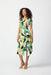 Joseph Ribkoff Style 241201 Vanilla/Multi Tropical Print V-Neck Front Slit A-Line Dress