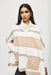 Joseph Ribkoff 243951 Vanilla/Oatmeal Melange/Grey Stripe Print Poncho Top