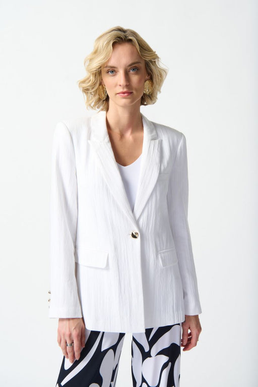 Joseph Ribkoff Style 242913 Vanilla Textured One-Button Fitted Blazer Jacket